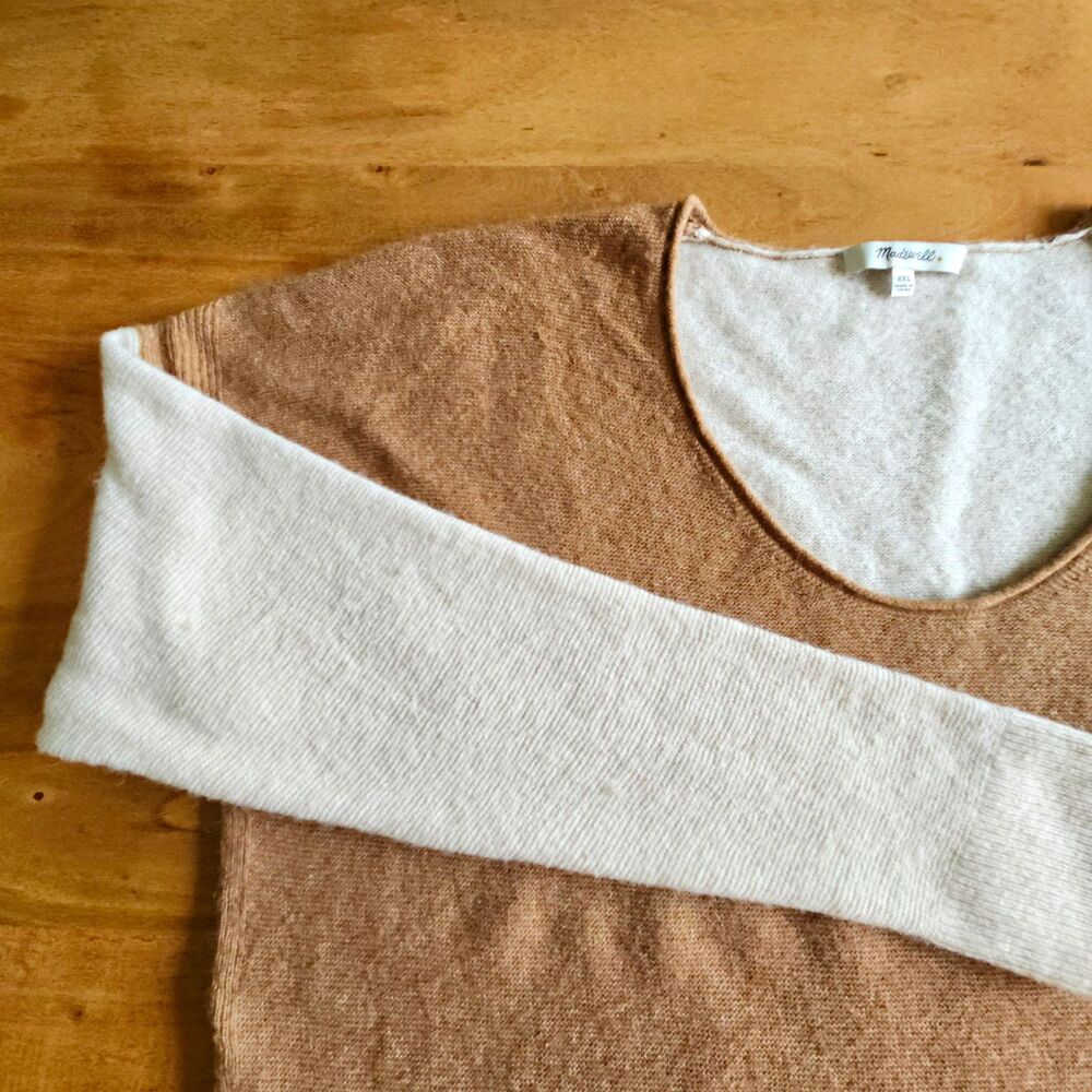 Madewell Womens 2XL Merino Wool Alpaca Colorblock Scoop Neck Knit Pullover